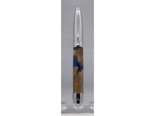 Burl maple and blue epoxy Pressimo pen satin 
